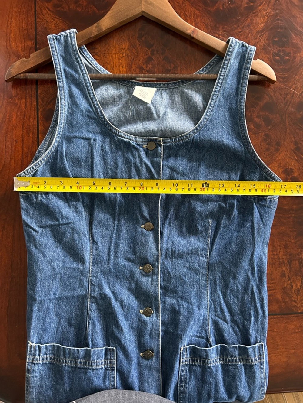 Vintage Old Navy Y2K Jean Jumper Dress Buttons Size 6 pockets - Picture 4 of 5